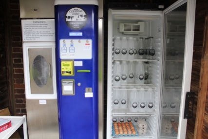 Vending machine with a choice of bottles - images kindly provided by Clipstone Dairy.